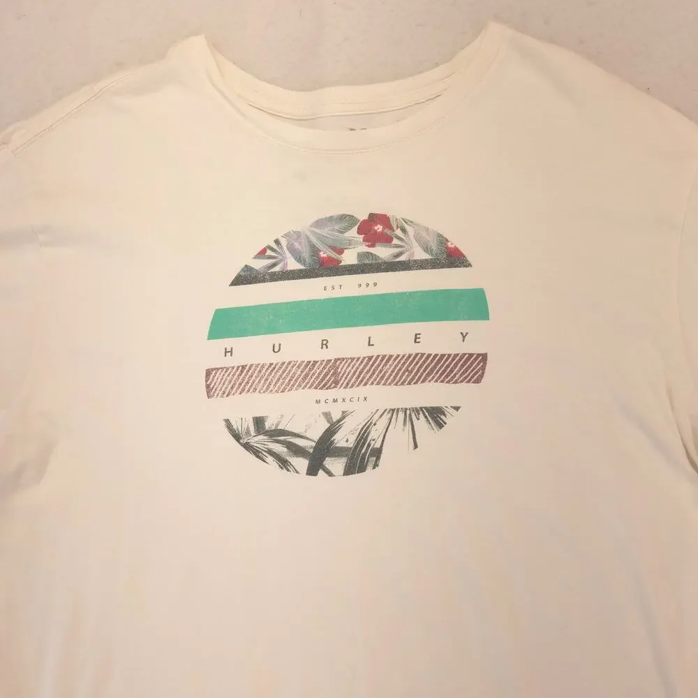 Hurley Casual Crew Neck Short Sleeve Graphic T-Shirt Mens Size XL White